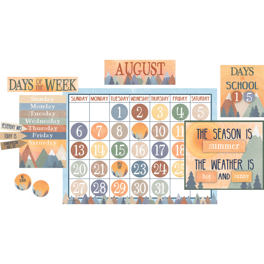 Moving Mountains Calendar Bulletin Board-Bulletin Board Sets-Tools 4 Teaching-Classroom Decor and More