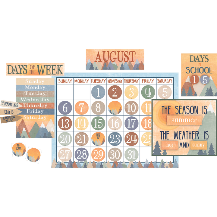 Moving Mountains Calendar Bulletin Board-Bulletin Board Sets-Tools 4 Teaching-Classroom Decor and More