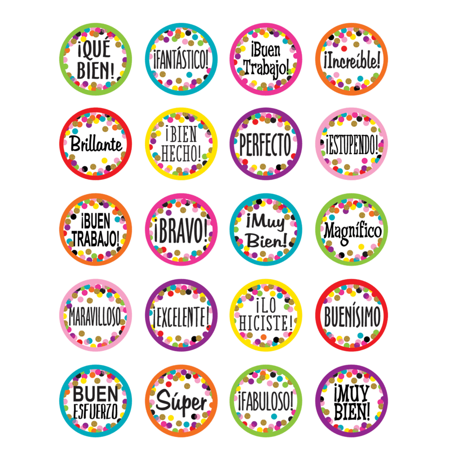 Confetti Spanish Stickers-Stickers-Tools 4 Teaching-Classroom Decor and More