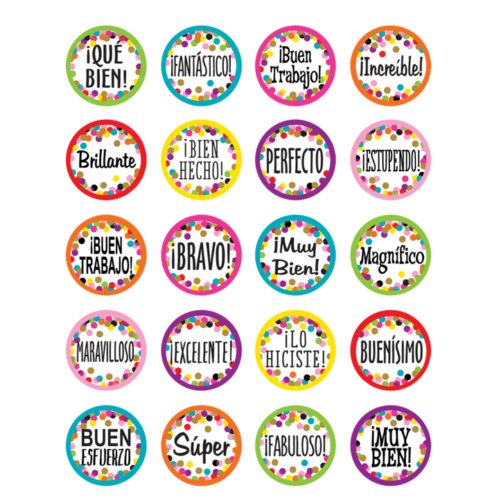 Confetti Spanish Stickers-Stickers-Tools 4 Teaching-Classroom Decor and More