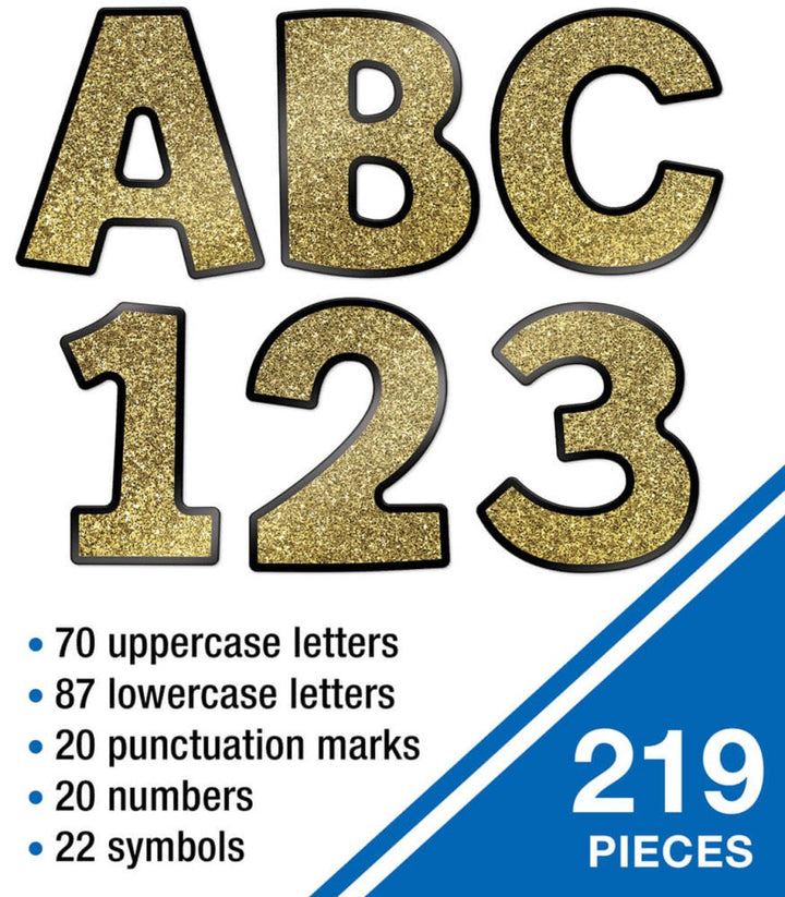 4in Gold Glitter Combo Pack Bulletin Board Letters-Letters-Tools 4 Teaching-Classroom Decor and More