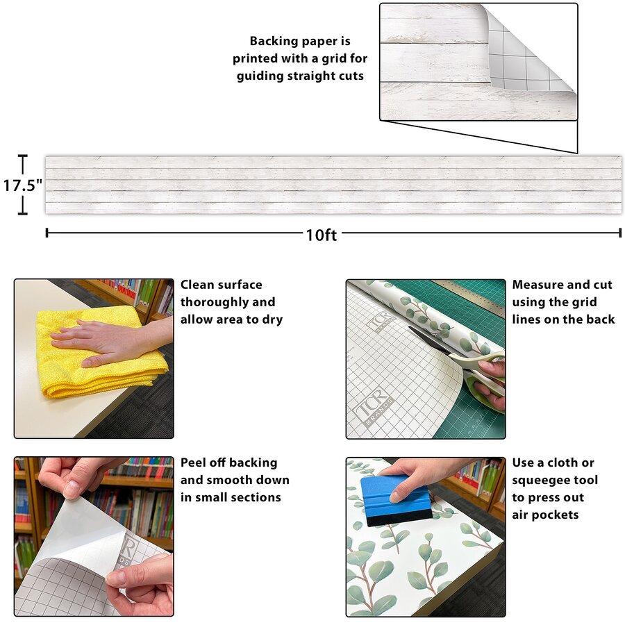 White Shiplap Peel and Stick Decorative Paper-Bulletin Board Paper - Fadeless-Tools 4 Teaching-Classroom Decor and More