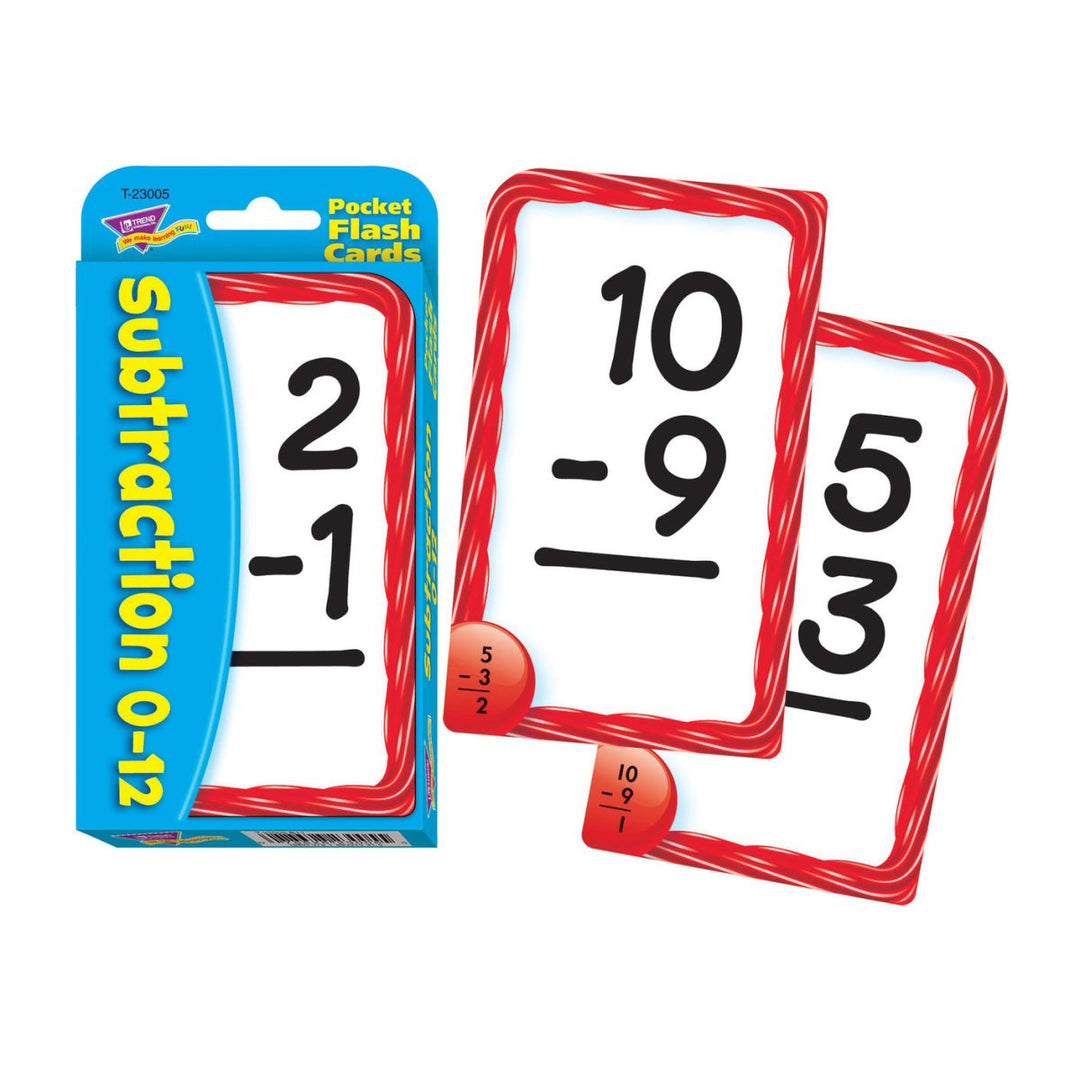 Subtraction 0-12 Pocket Flash Cards-Flashcards-Tools 4 Teaching-Classroom Decor and More