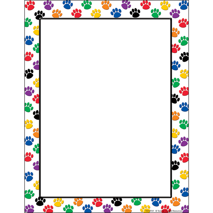 Colorful Paw Prints Computer Paper-Computer Paper-Tools 4 Teaching-Classroom Decor and More