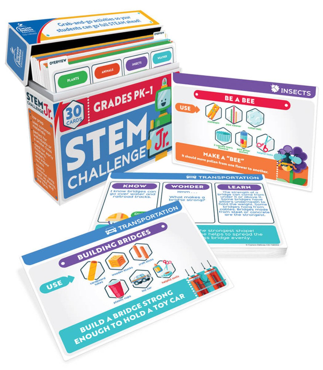 STEM Challenge, Jr. Learning Cards Grade PK-1-Science & STEM-Tools 4 Teaching-Classroom Decor and More