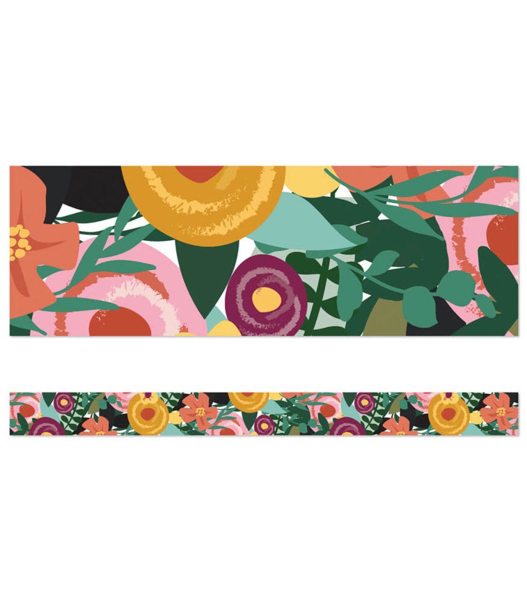 Grow Together Floral Garden Straight Bulletin Board Borders-Borders-Tools 4 Teaching-Classroom Decor and More
