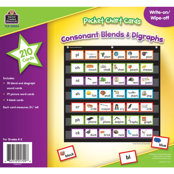 Consonant Blends and Digraphs Pocket Chart Cards-Subjects - Reading-Tools 4 Teaching-Classroom Decor and More
