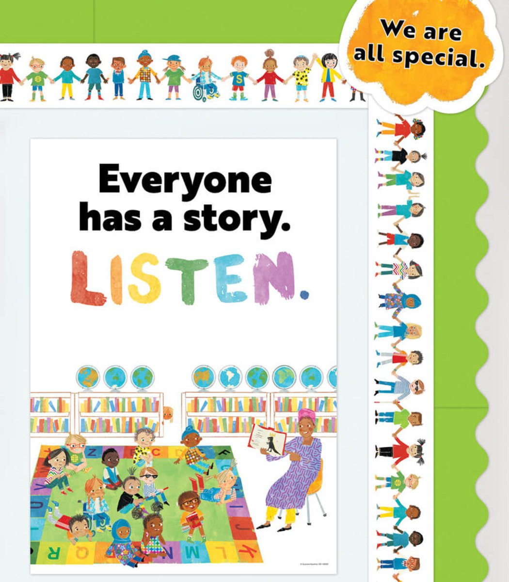 All Are Welcome: Everyone Has A Story. Listen Poster-Posters-Tools 4 Teaching-Classroom Decor and More