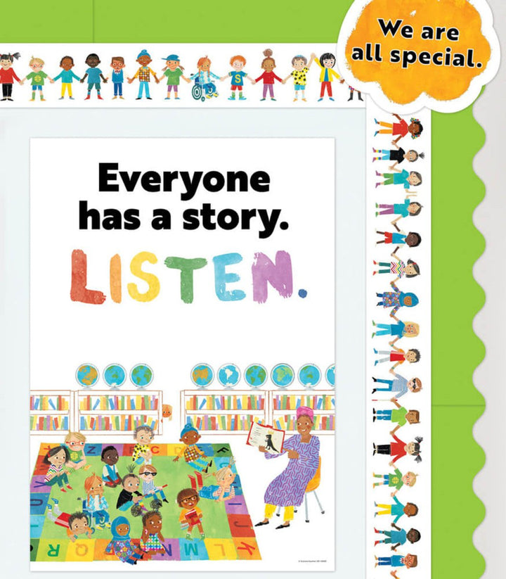 All Are Welcome: Everyone Has A Story. Listen Poster-Posters-Tools 4 Teaching-Classroom Decor and More