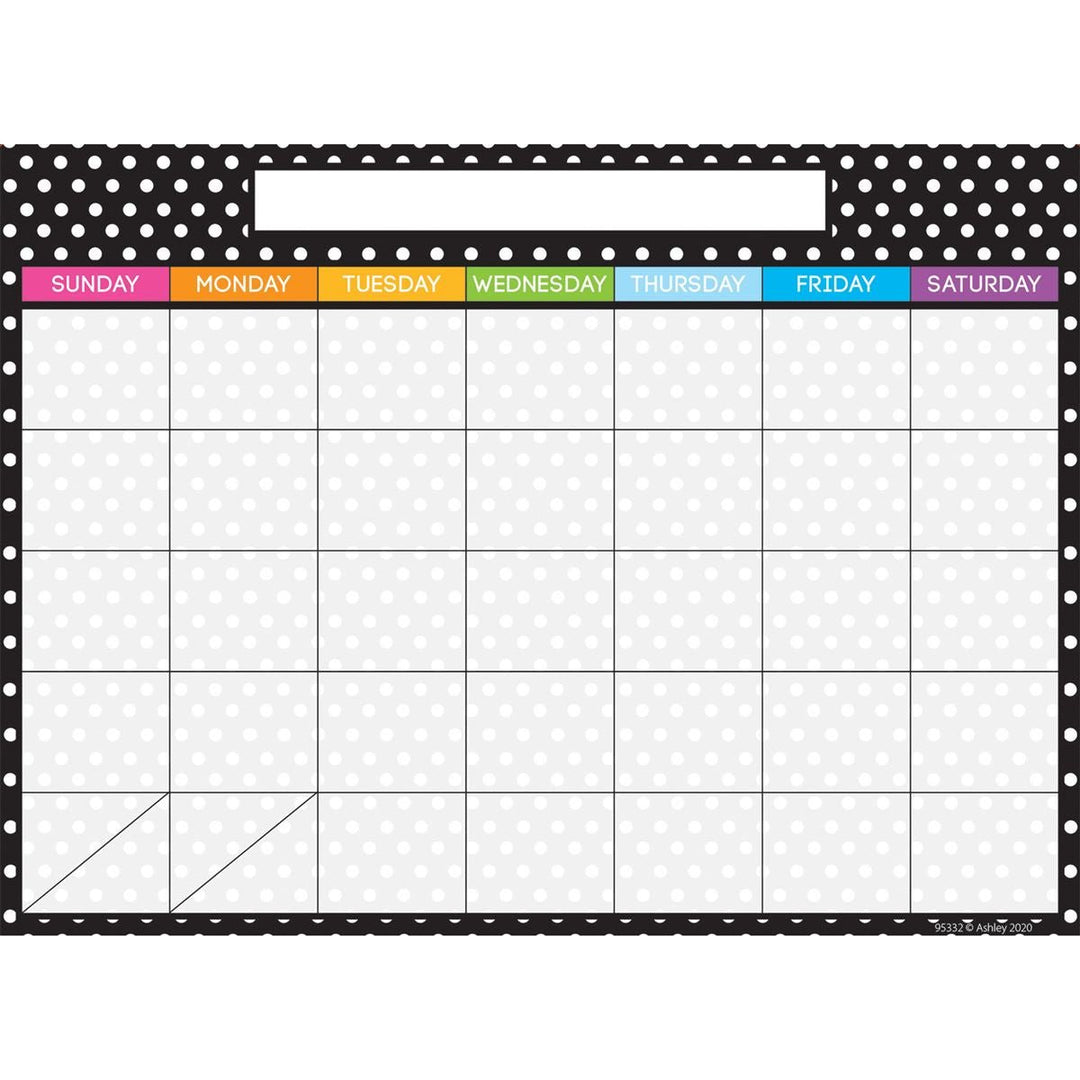 Black White Dots Calendar Postermat-Dry Erase-Tools 4 Teaching-Classroom Decor and More