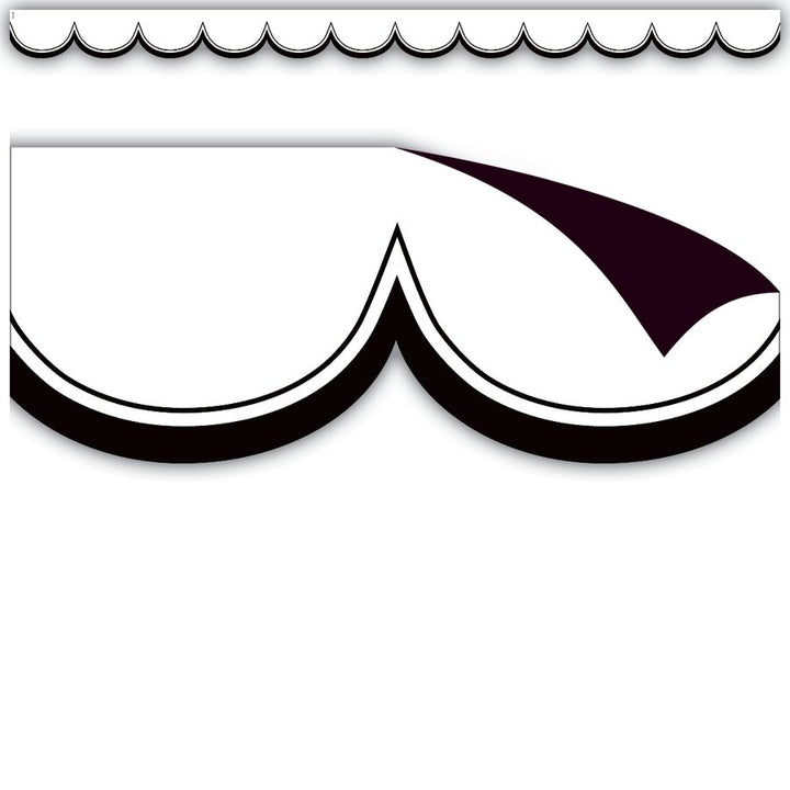 White with Black Scalloped Magnetic Border-Borders-Tools 4 Teaching-Classroom Decor and More