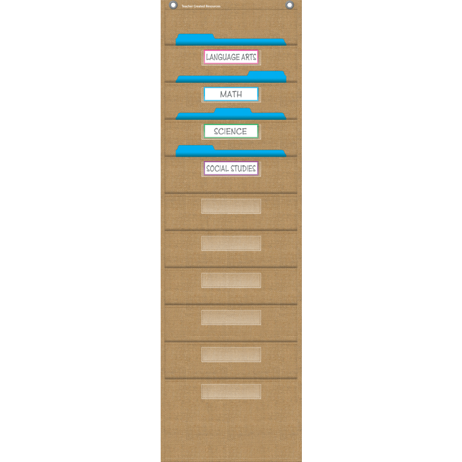 Burlap 10 Pocket File Storage Pocket Chart-Pocket Charts-Tools 4 Teaching-Classroom Decor and More