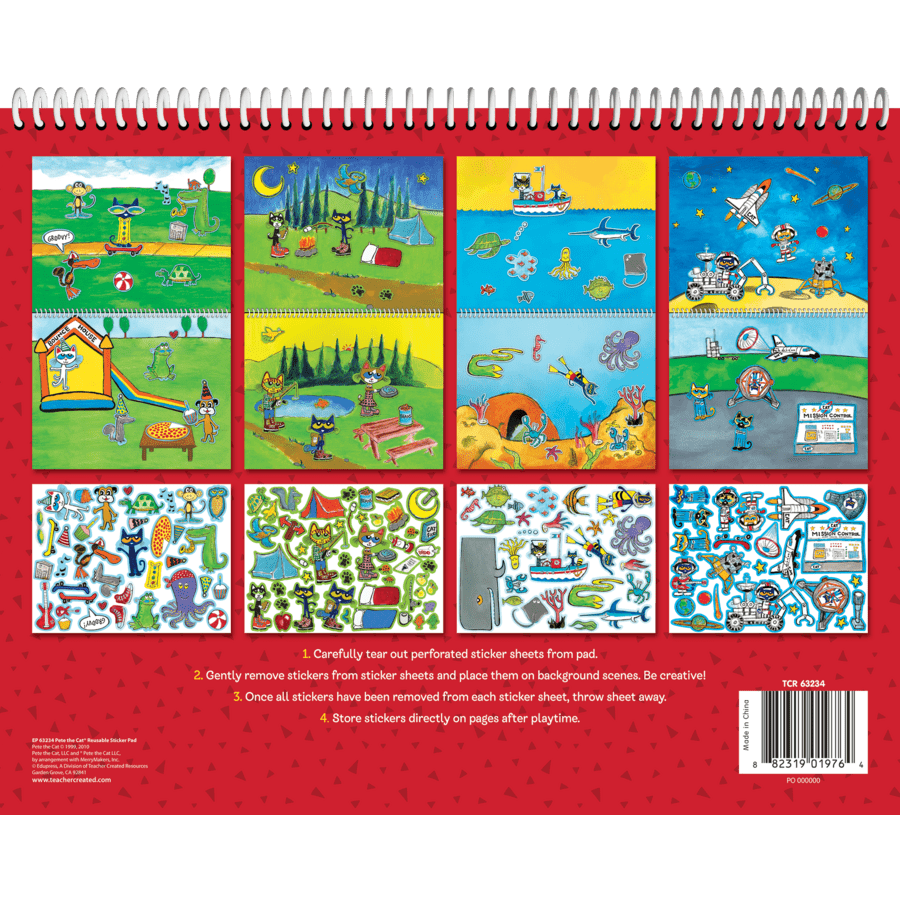 Pete the Cat Reusable Sticker Pad-Activity Pads-Tools 4 Teaching-Classroom Decor and More