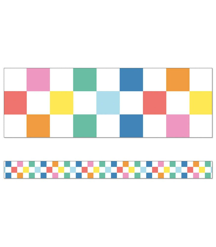 We Stick Together Checkered Rainbow Straight Bulletin Board Borders-Borders-Tools 4 Teaching-Classroom Decor and More