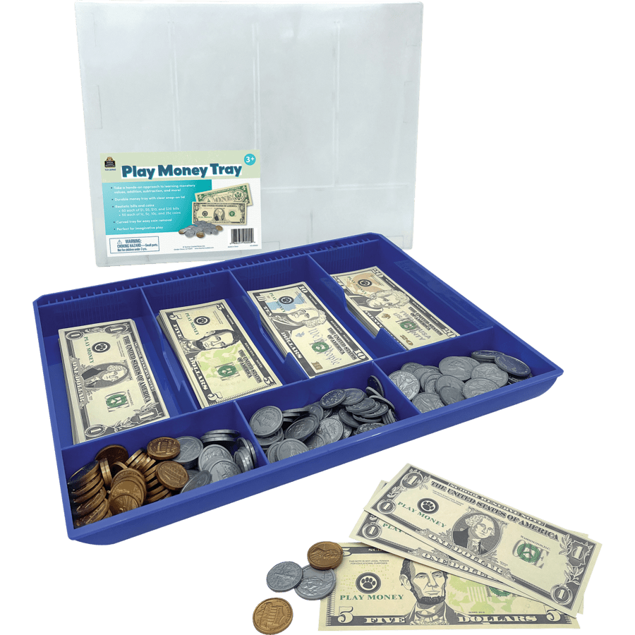 Play Money Tray-Time & Money-Tools 4 Teaching-Classroom Decor and More