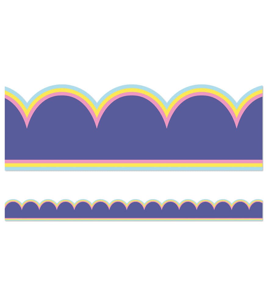 We Stick Together Pop of Purple Scalloped Bulletin Board Borders-Borders-Tools 4 Teaching-Classroom Decor and More