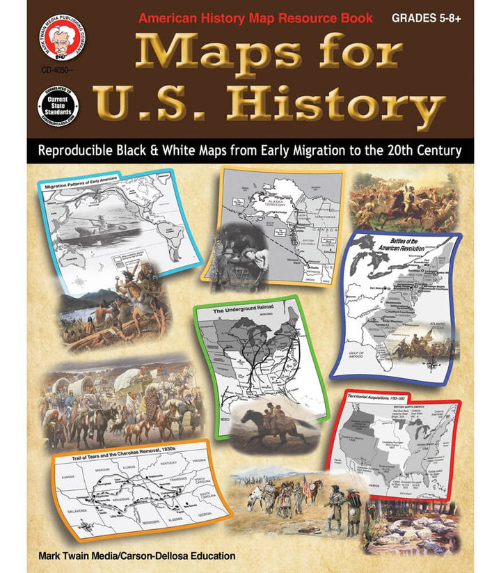 Maps for U.S. History Workbook Grade 6-12 Paperback-Social Studies Books-Tools 4 Teaching-Classroom Decor and More