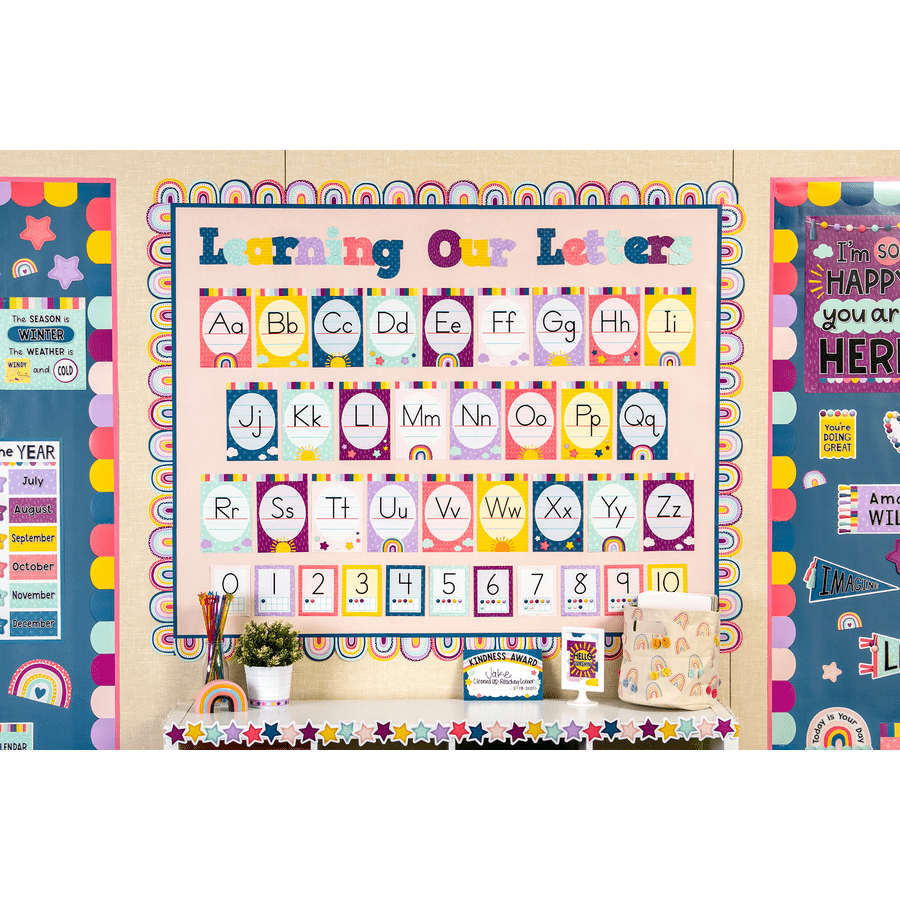 Oh Happy Day Alphabet Bulletin Board-Bulletin Board Sets-Tools 4 Teaching-Classroom Decor and More