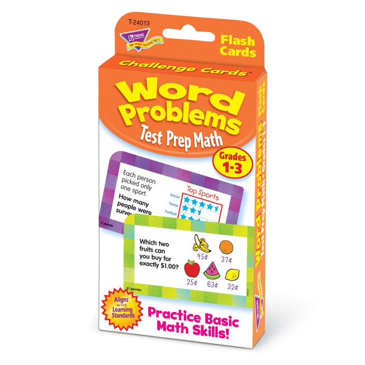 Word Problems Test Prep Math, Grades 1-3 Challenge Cards®-Flashcards-Tools 4 Teaching-Classroom Decor and More