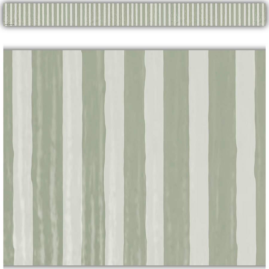 Classroom Cottage Sage Green Stripes Straight Border Trim-Borders-Tools 4 Teaching-Classroom Decor and More