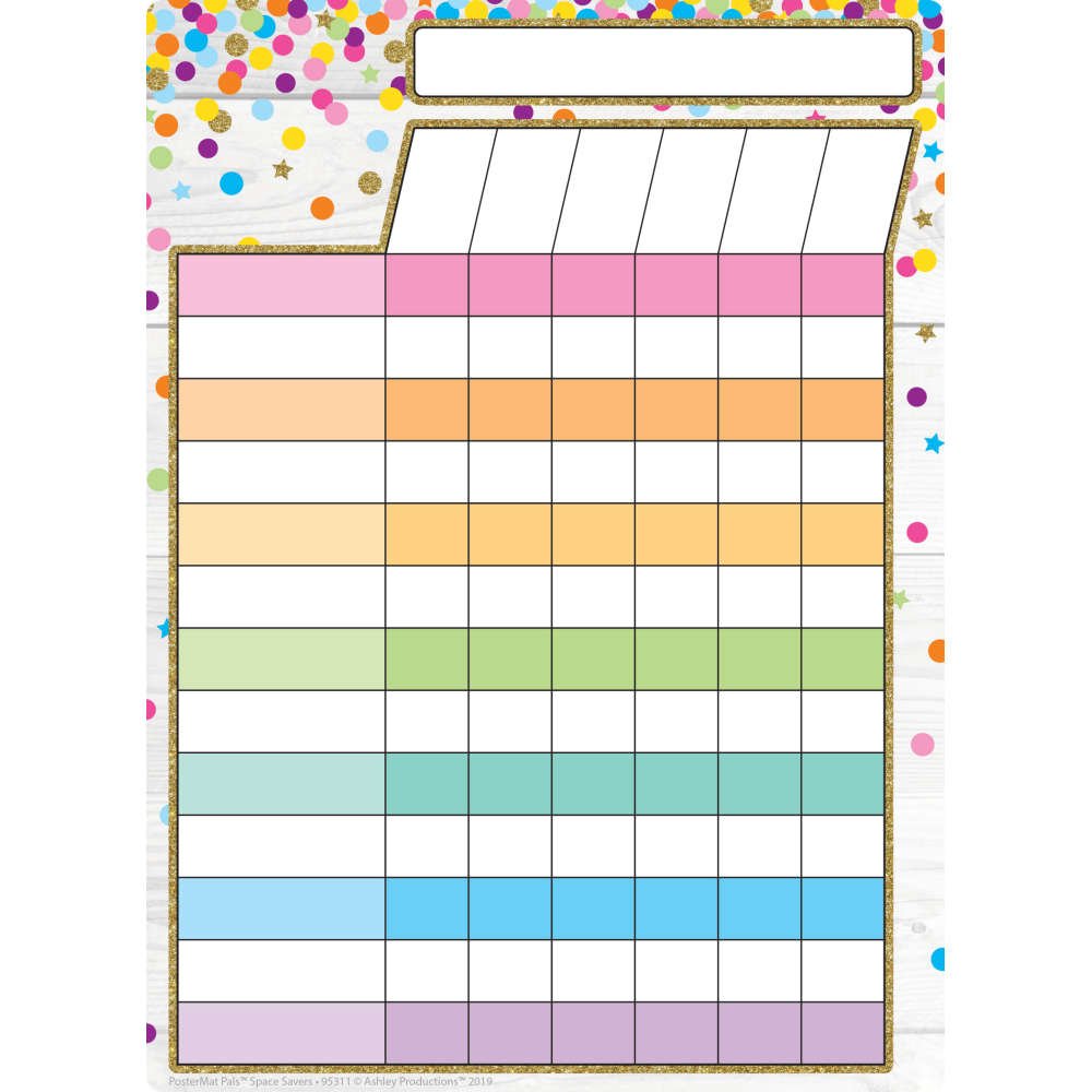 Incentive Chart Confetti Style, Space Savers, PosterMat Pals®, 13" X 9.5" Smart Poly®, Single Sided-Dry Erase-Tools 4 Teaching-Classroom Decor and More