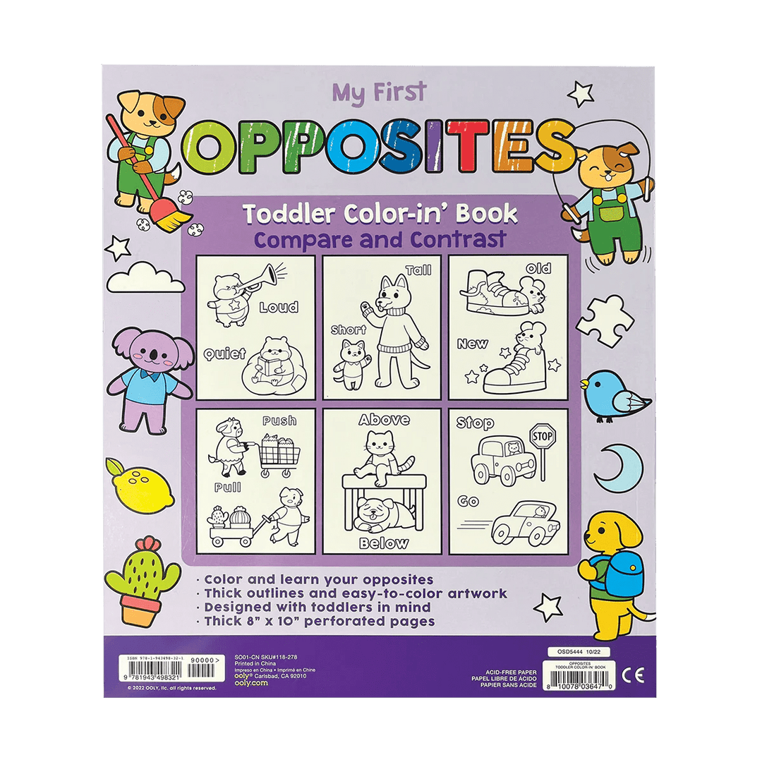 My First Opposites Toddler Color-in Book-Craft Activity-Tools 4 Teaching-Classroom Decor and More