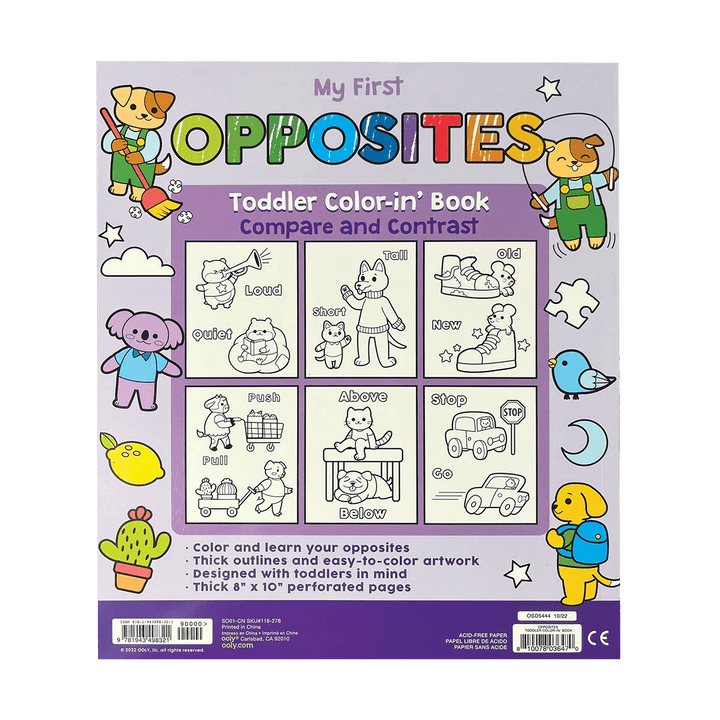 My First Opposites Toddler Color-in Book-Craft Activity-Tools 4 Teaching-Classroom Decor and More