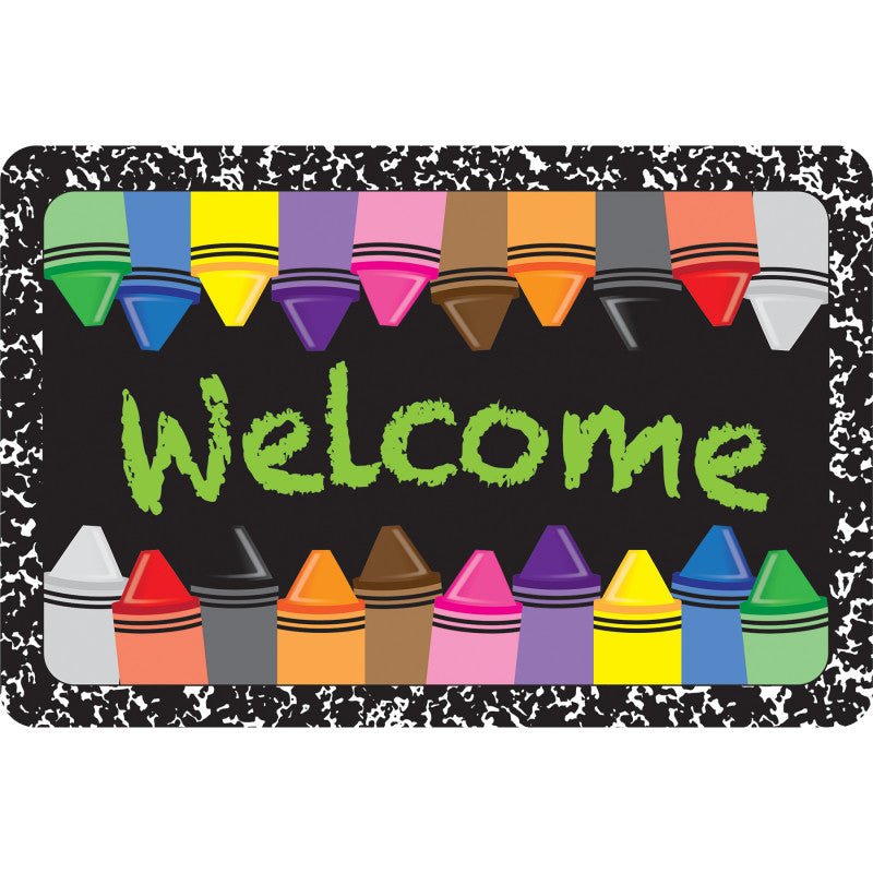 The Original Fun Mat, Welcome Mat, 15.5" x 23.5", Welcome Crayons Composition - Tools 4 Teaching