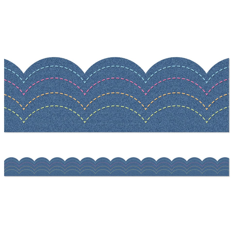 Crafty And Cool Denim Border-Borders-Tools 4 Teaching-Classroom Decor and More