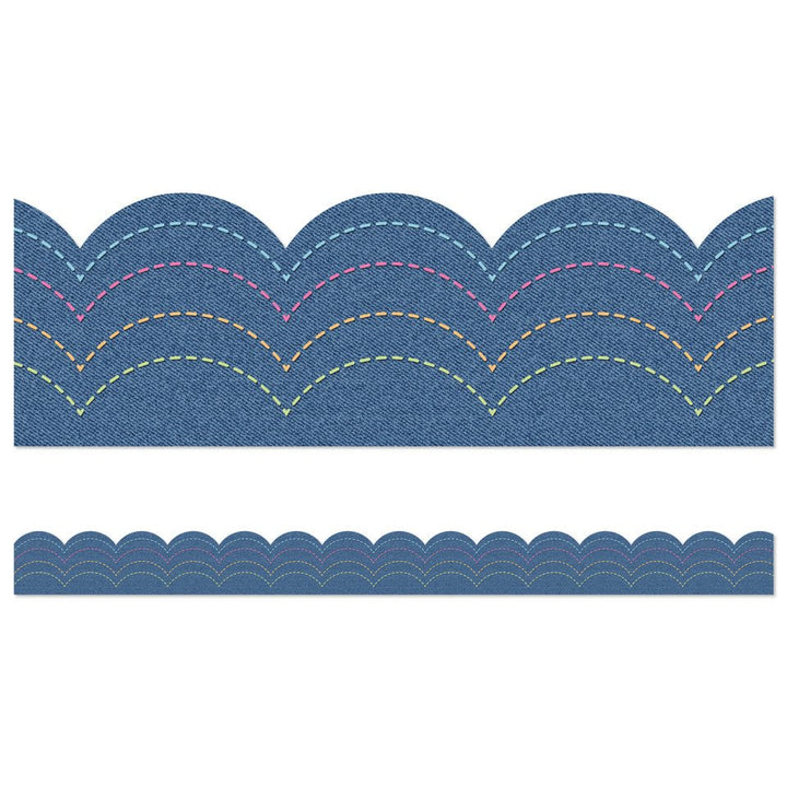 Crafty And Cool Denim Border-Borders-Tools 4 Teaching-Classroom Decor and More