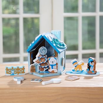 Wood Gingerbread House: Winter Frost