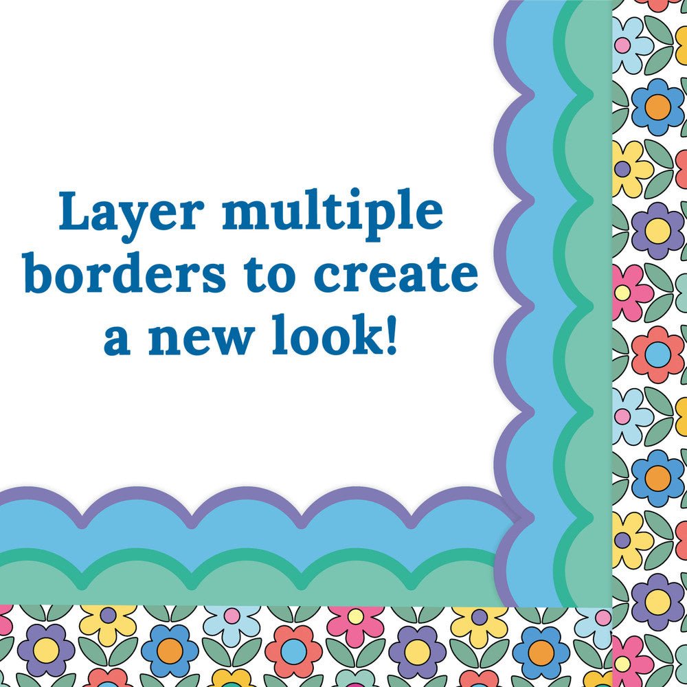 Retro Remix Flowers Border-Borders-Tools 4 Teaching-Classroom Decor and More