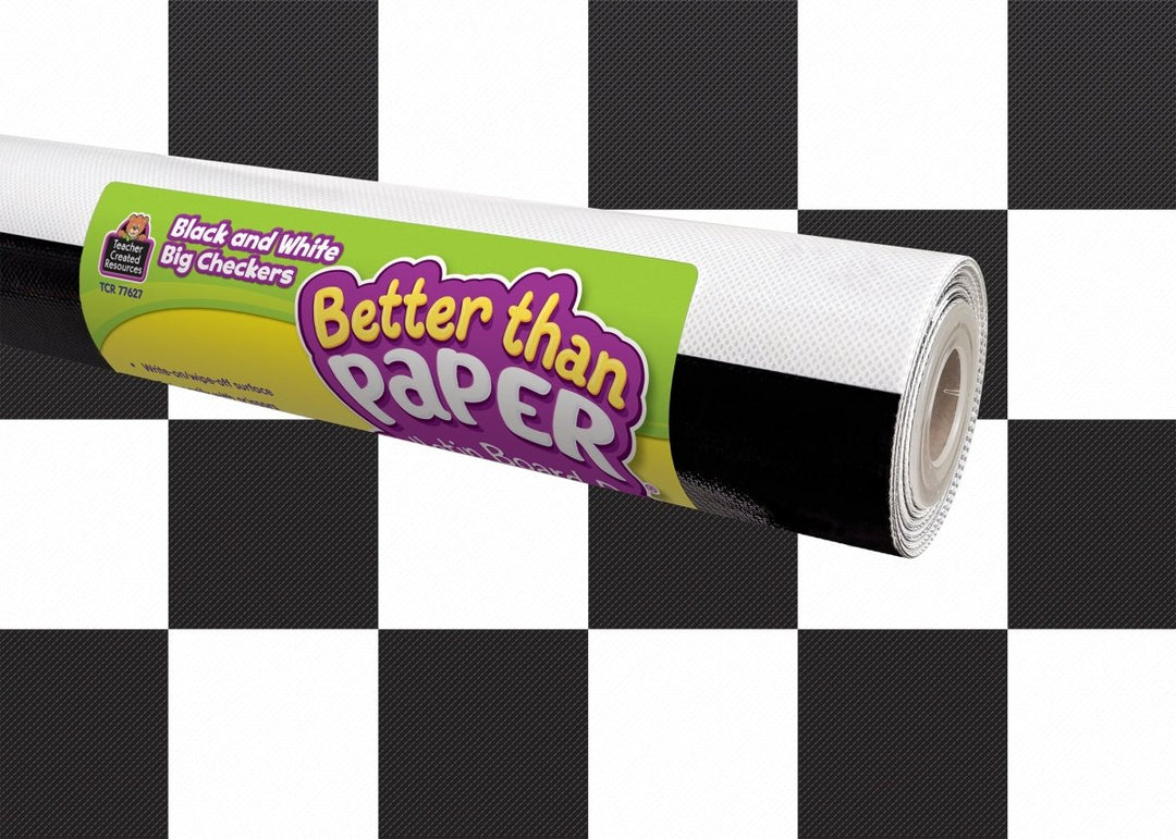Better Than Paper® Bulletin Board Roll: Black and White Checkers - Tools 4 Teaching