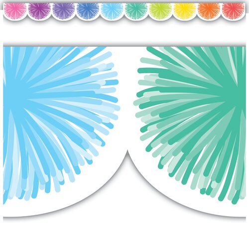 Colorful Poms Scalloped die Cut Border Trim-Borders-Tools 4 Teaching-Classroom Decor and More