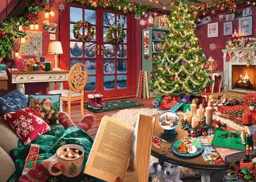 Cozy Christmas Retreat 500pc Puzzle-Puzzles-Tools 4 Teaching-Classroom Decor and More