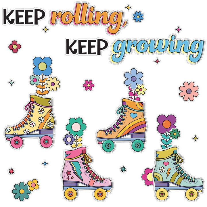 Retro Remix Keep rolling, Keep growing-Bulletin Board Sets-Tools 4 Teaching-Classroom Decor and More