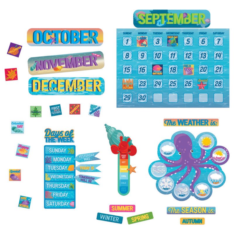Seas the Day Calendar Bulletin Board Set-Bulletin Board Sets-Tools 4 Teaching-Classroom Decor and More
