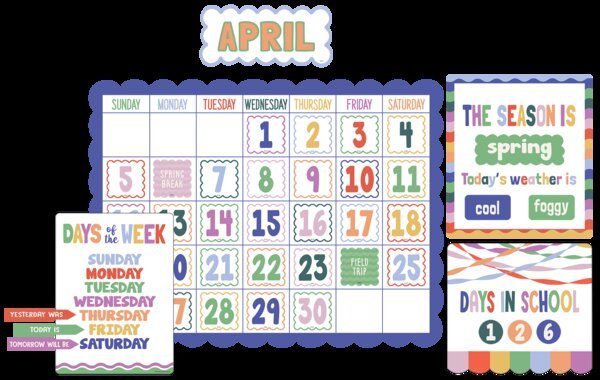 Color Crush Calendar Bulletin Board-Bulletin Board Sets-Tools 4 Teaching-Classroom Decor and More