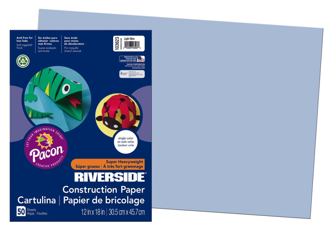 Riverside® Construction Paper, 12X18, Light Blue, 50/Pack-Construction Paper-Tools 4 Teaching-Classroom Decor and More