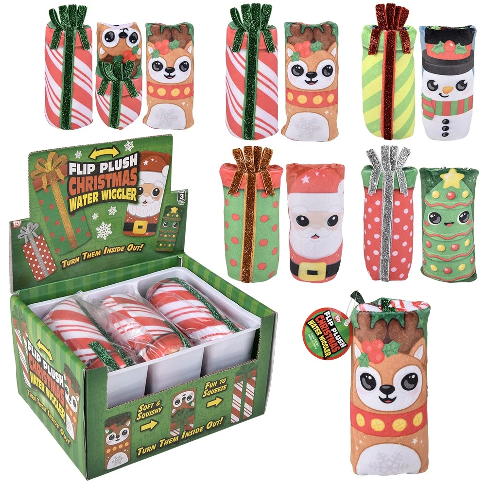 Christams Flip Plush Water Wiggler 5.5" (Assorted)-Fidgets-Tools 4 Teaching-Classroom Decor and More