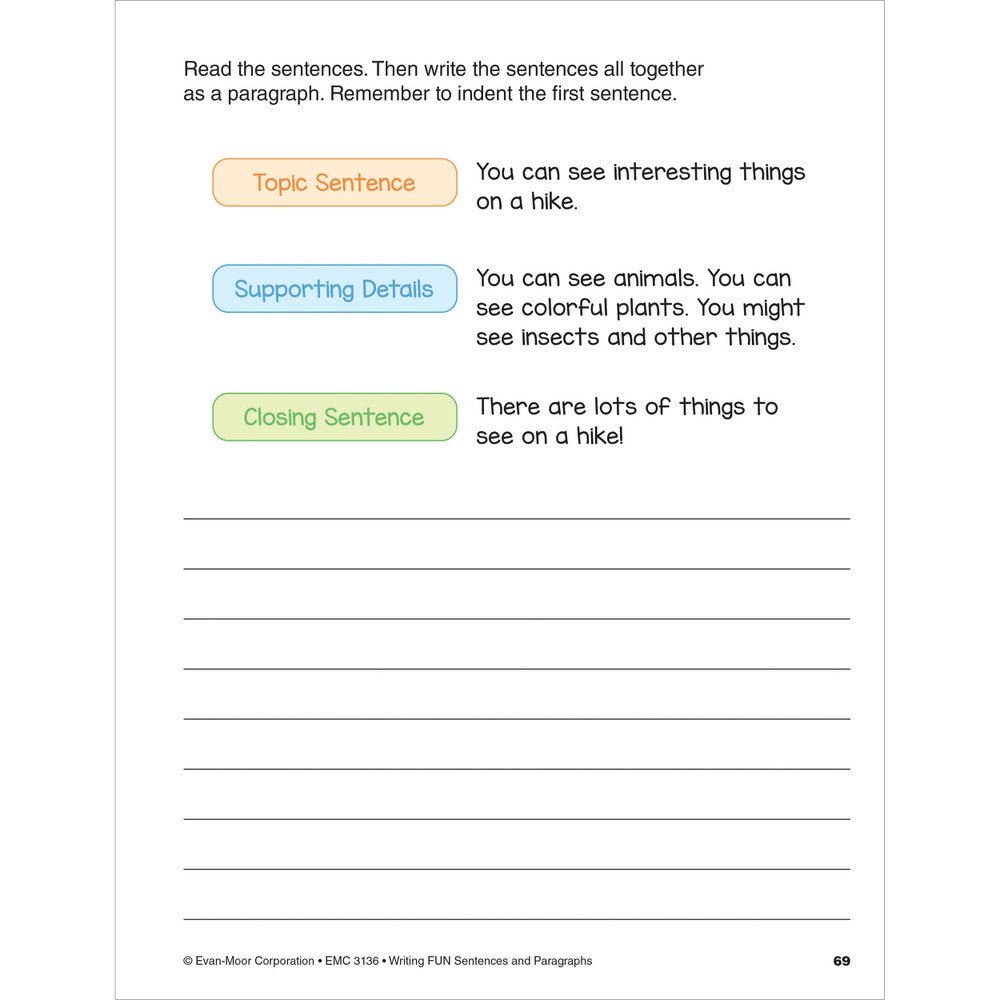 Writing FUN Sentences and Paragraphs Workbook Grade 1 - 3 Paperback - Tools 4 Teaching