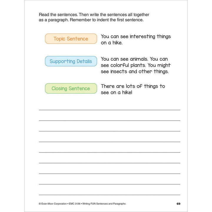 Writing FUN Sentences and Paragraphs Workbook Grade 1 - 3 Paperback - Tools 4 Teaching