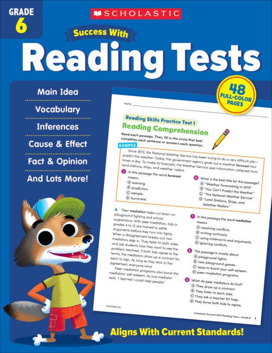 Scholastic Success With Reading Tests Grade 6-Subjects - Reading - Reading Books-Tools 4 Teaching-Classroom Decor and More