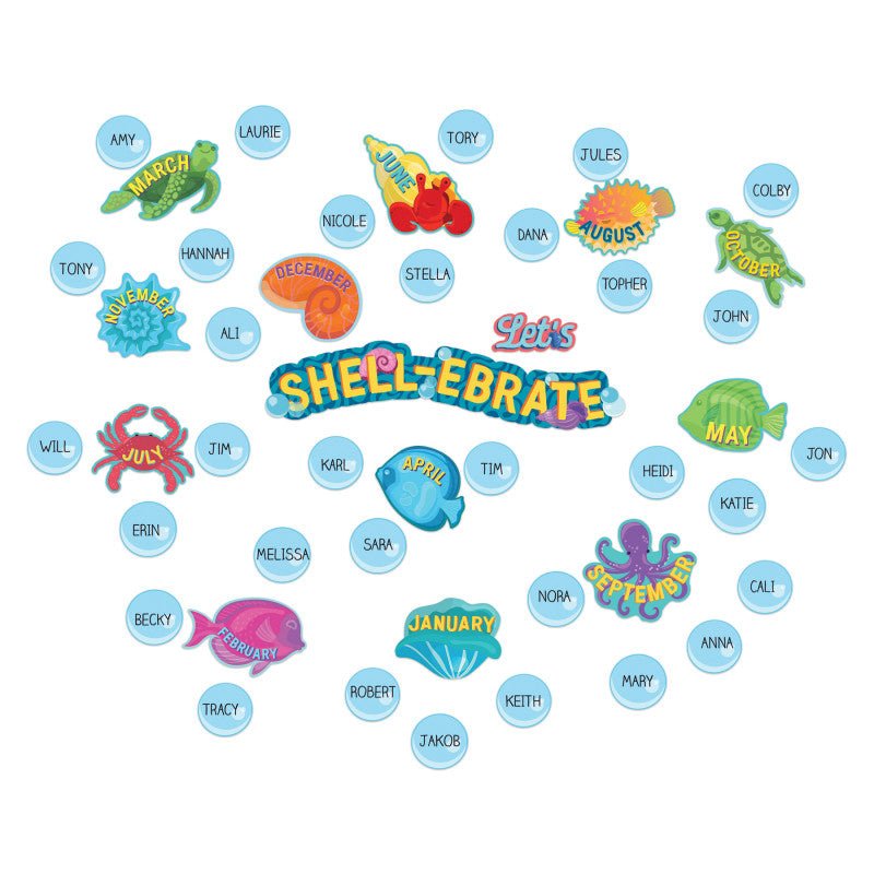 Seas the Day Let's Shell-ebrate Mini Bulletin Board Set-Bulletin Board Sets-Tools 4 Teaching-Classroom Decor and More