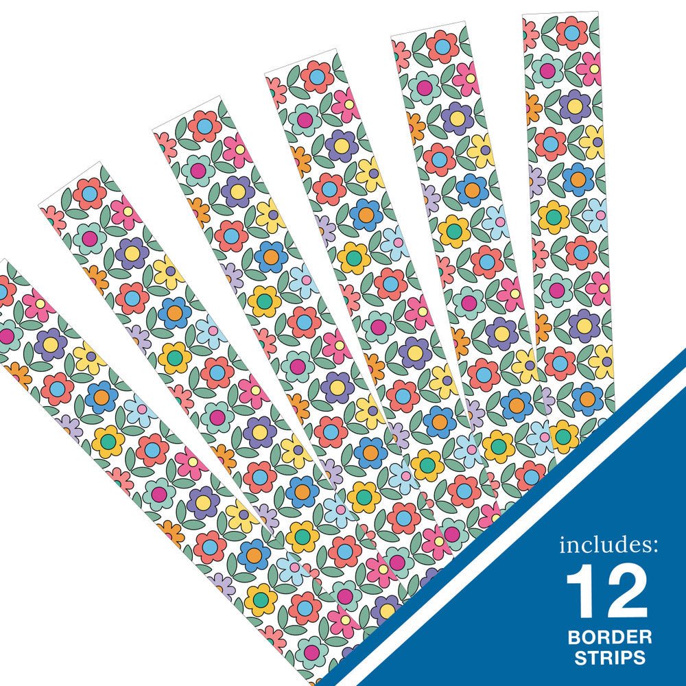 Retro Remix Flowers Border-Borders-Tools 4 Teaching-Classroom Decor and More