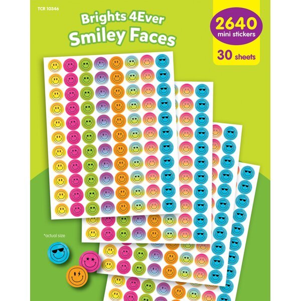 Brights4Ever Smiley Faces Mini Sticker Value Pack-Stickers-Tools 4 Teaching-Classroom Decor and More