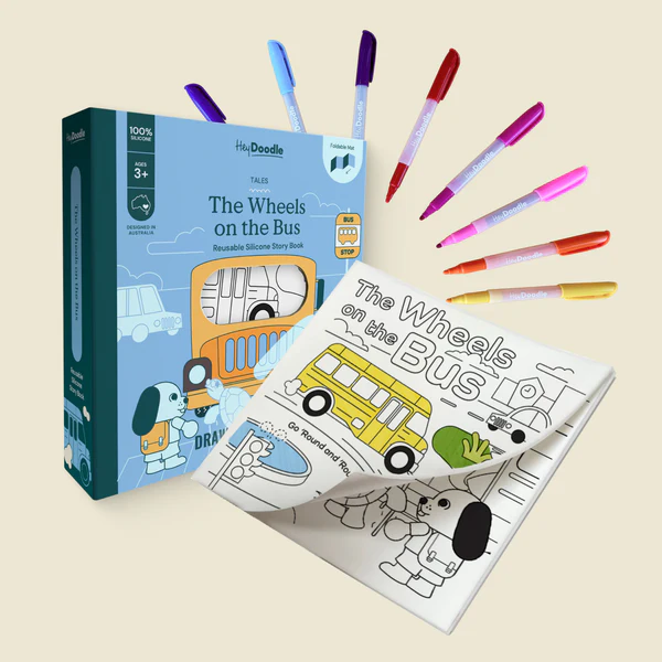 Wheels on the Bus Tales- Reusable Coloring Book
