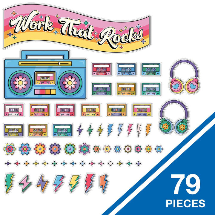 Retro Remix Work That Rocks-Bulletin Board Sets-Tools 4 Teaching-Classroom Decor and More