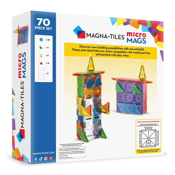 microMAGS 70 piece Deluxe Set-Magnatiles-Tools 4 Teaching-Classroom Decor and More