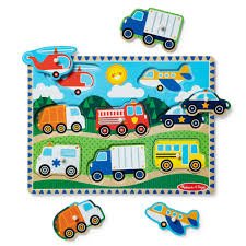 Vehicles Peg Puzzle - 8 pieces - Tools 4 Teaching